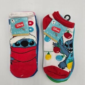 Disney Lilo & Stitch Women's Holiday No-Show Socks 3-Pack Size 4-10 NWT Lot of 2